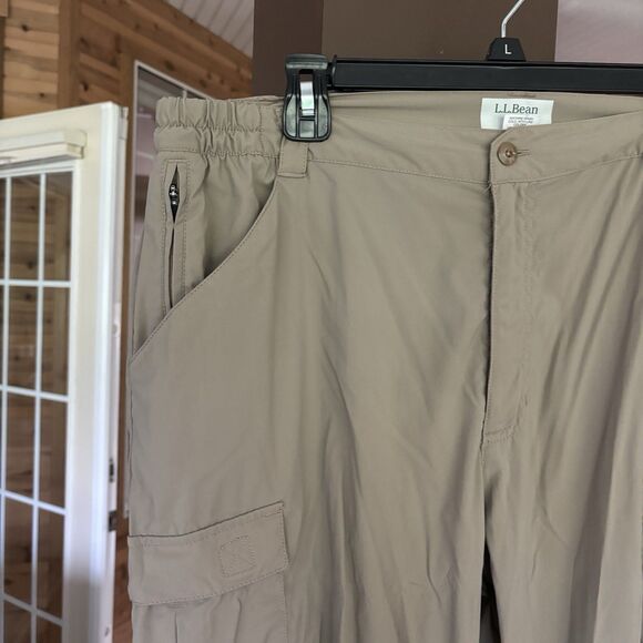 2 LL Bean Hiking Pant Men L Gray/Brown Stretch Waist Cargo Performance Gorpcore - Picture 6 of 11